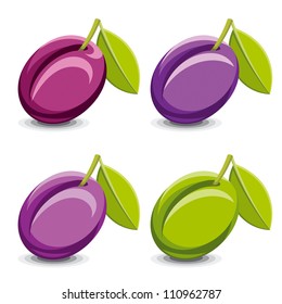Set of vector plums