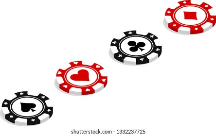 Set vector poker chips with card symbols