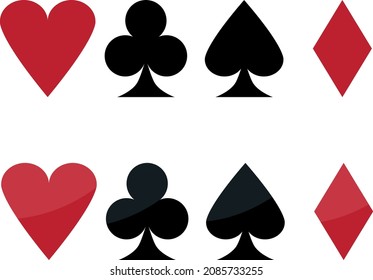 Set of Vector Poker Symbols. Shiny version of each symbol too. 