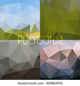 Set of vector polygon banners, template for business brochure