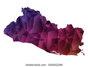 Set of vector polygonal El Salvador maps. Bright gradient map of country in low poly style. Multicolored country map in geometric style for your infographics