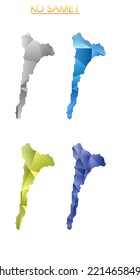 Set of vector polygonal maps of Ko Samet. Bright gradient map of island in low poly style. Multicolored Ko Samet map in geometric style for your infographics. Elegant vector illustration.