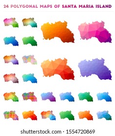 Set of vector polygonal maps of Santa Maria Island. Bright gradient map in low poly style. Multicolored Santa Maria Island map in geometric style for your infographics.