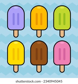 Set of Vector Popsicles With Outline