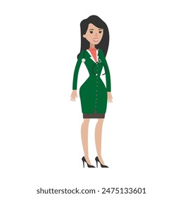 set of vector poses of nurses with long hair person