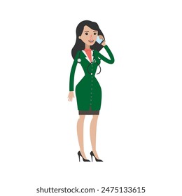 set of vector poses of nurses with long hair person