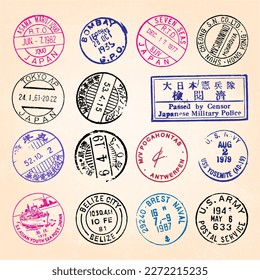 Set of vector postage retro stamps. Great for vintage designs.