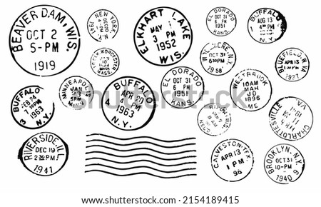 Set of vector postage stamps USA. Great for vintage designs.