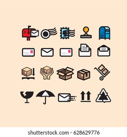 Set of vector postal delivery icons