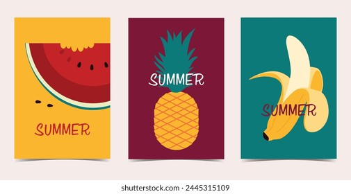 Set of vector postcards on the theme of summer.
