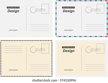 Set vector postcards. Postal card for travel. Template design for your cards.