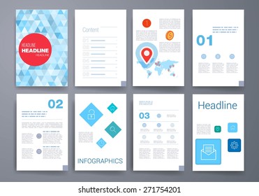 Set of Vector Poster Templates. Abstract Background for Business Documents, Flyers, Posters, Cards and Placards. Infographic, icons and other Elements.