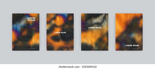 Conjunto de plantillas de afiches vectoriales. Colores animales. Splash color de corbata psíquico pintado a mano fondo borroso. Para folletos, afiches y carteles de diseño