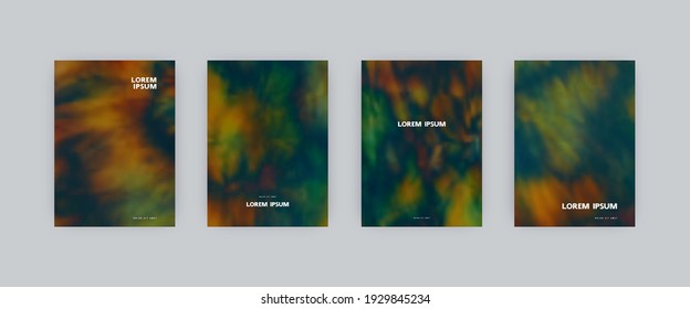 Set of vector poster templates. Animal color hand painted psychedelic tie dye blurred background. For flyers, posters and placards design