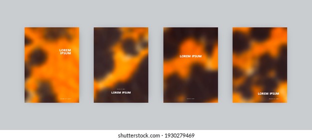 Set of vector poster templates. Animal color hand painted psychedelic tie dye blurred background. For flyers, posters and placards design