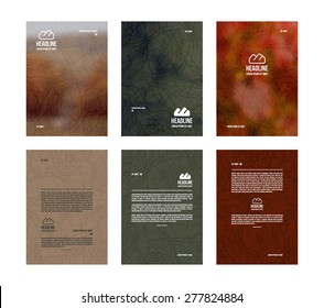 Set of vector poster templates with blurred background. Nature background for flyers, posters and placards.