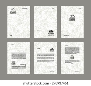 Set of vector poster templates with branches pattern. Background for flyers, posters and placards.