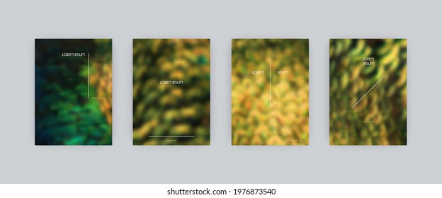 Set of vector poster templates. Peafowl feathers blurred background. For flyers, posters and placards design