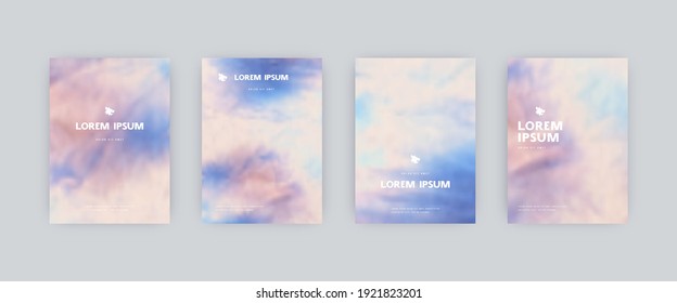 Set of vector poster templates. Splash hand painted tie dye blurred background. For flyers, posters and placards design