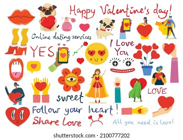 Set of vector posters or event banner. Couple on the background of the heart. Valentine's day posters, valentines with abstract, geometric background.