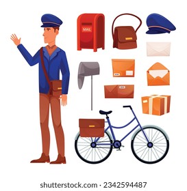 Set Of Vector Postman Characters