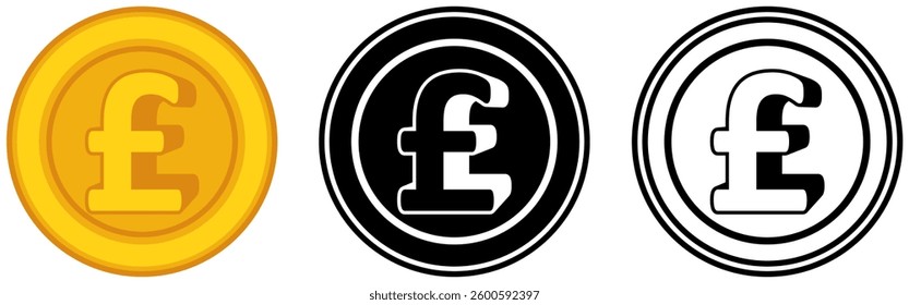 Set vector pound sterling coins icon. English currency symbol template design illustration