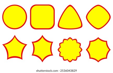 Set of vector price sticker, sale or discount sticker, sunburst badges icon. Stars shape with different number of rays. Special offer price tag. starburst promotional badge set, shopping labels