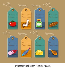 Set of vector price tags for food and gastronomy.