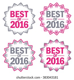 Set of Vector Print Stamps: "Best of 2016". Gray and Pink Circle Elements on White. Vector Illustration for Label Design