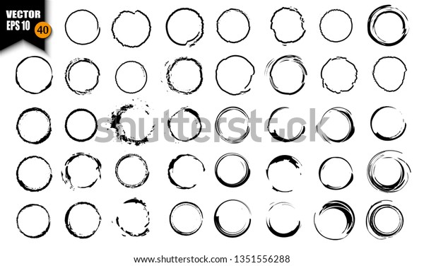 \
A set of vector processed ink, black tassels to\
create closed round-shaped frames. A collection of monochrome\
textured grunge painted round rings. To create frames, borders,\
dividers, banners