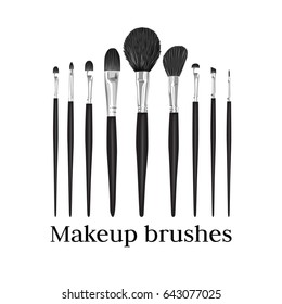 Set of vector professional brushes for make-up isolated on white background