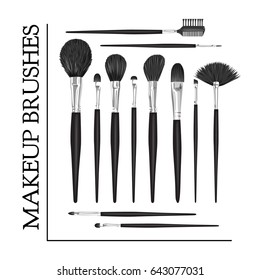 Set of vector professional brushes for make-up isolated on white background