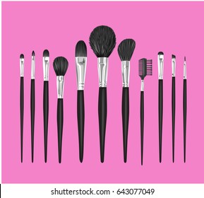 Set of vector professional brushes for make-up