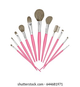 Set of vector professional brushes for make-up isolated on white background