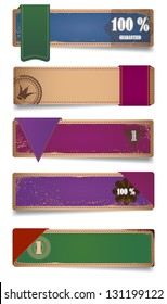 A set of vector promo cardboard paper banners  with ribbon tags.
