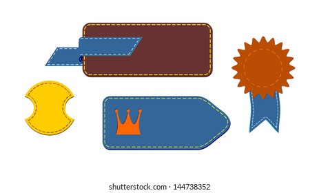 A set of vector promo leather banners decorated. Wallets and Tabs