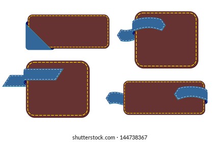 A set of vector promo leather banners decorated. Wallets and Tabs