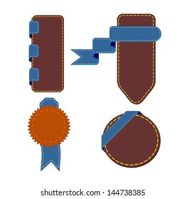 A set of vector promo leather banners decorated. Wallets and Tabs