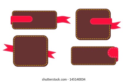 A set of vector promo leather banners decorated. Wallets and Tabs