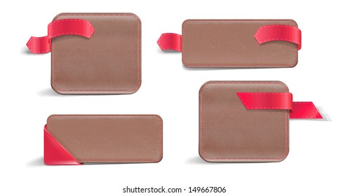 Set of vector promo leather banners decorated. Wallets and Tabs.