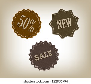 A set of vector promo leather suede textured banners
