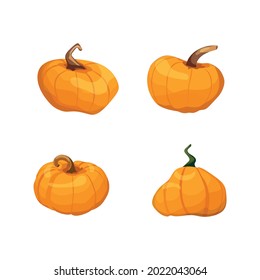 A set of vector pumpkins in a cartoon style for Halloween.