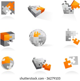 Set of vector puzzle icons and elements - 1