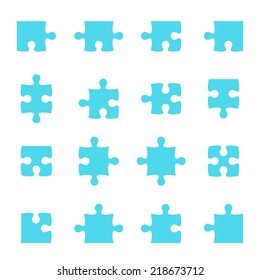 Set of vector puzzle pieces. jigsaw.  