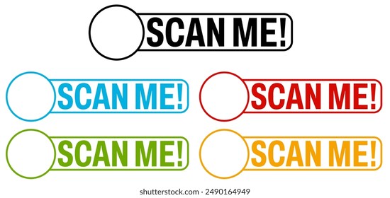 set vector QR code scan me sign label design illustration