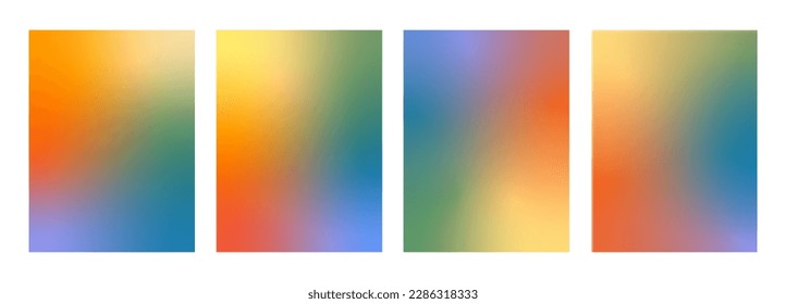 Set of vector queer gradients in rainbow flag colors. Gay wallpaper collection. Trendy pride month backgrounds. Contemporary minimalist colorful poster templates. Vector illustration. 