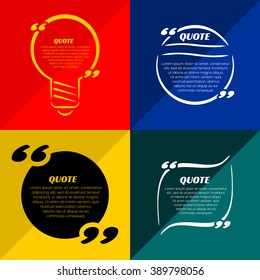 Set of vector Quote templates. Quote bubble. Empty template. Information, text. Quote form.