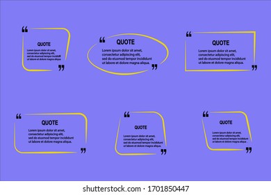 Set of vector quote templates. Speech bubble, frame, text in brackets