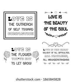 Set of vector quotes about love and Romantic feeling. Design elements for Valentine's day