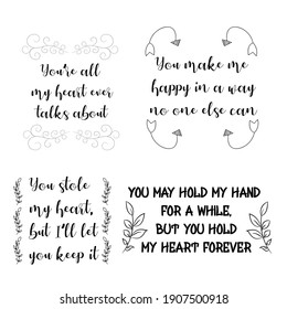 Set of vector quotes about love and Romantic feeling. Design elements for Valentine's day